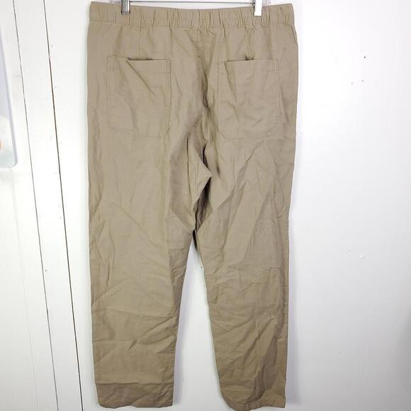 HM Pants Womens Large Relaxed Fit Ankle Tan Pull On Drawstring Waist Coastal - Picture 2 of 11